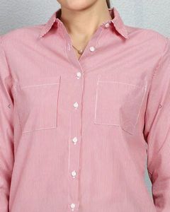 Shein Pink Striped Button-Up Shirt