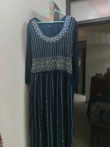 Elegant Navy Kurta Set with Sequins