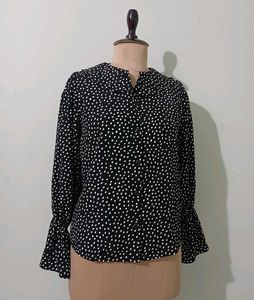Vintage Chic Polka Dot Bell Sleeve Blouse