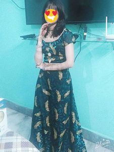 Elegant Green &amp; Gold Anarkali Suit