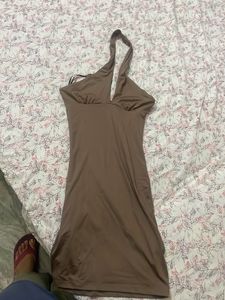 H&M Brown Halter Neck Bodycon Dress