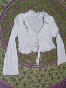 White Ruffled Lace-Up Crop Top