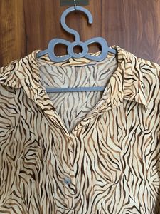 Stylish Zebra Print Button-Up Shirt