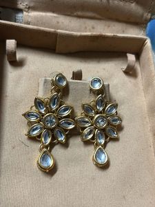 Stunning Gold-Tonekundan   Dangle Earrings