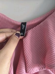 Chic Pink Ruffle Wrap Dress