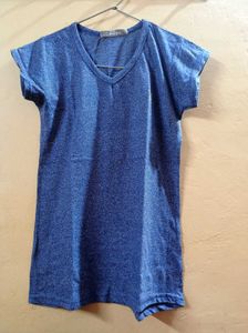 Blue V-Neck Marled T-Shirt