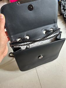 Black Lace Detail Crossbody Bag
