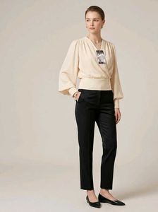 Elegant Cream Wrap Blouse - 32 bust