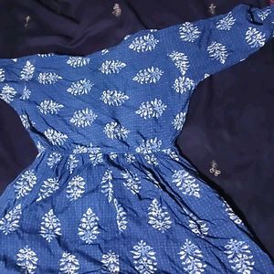 Boho Blue Block Print Maxi Dress