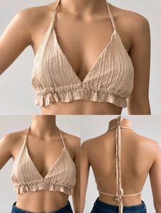 Chic Crinkle Halter Neck Top