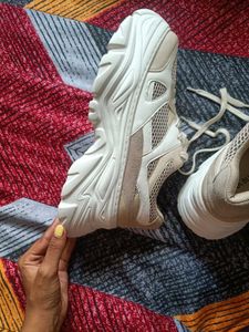 Women's Beige Chunky Sneakers