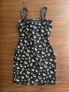 Urbanic Black Floral Tie-Front Mini Dress | XS