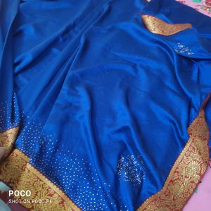 Vibrant Blue Saree without blowse