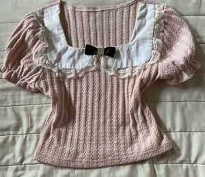 Cute Pink imported  Puff pinteresty Sleeve Top