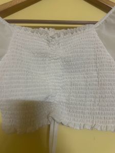 Chic Sheer Sleeve Ruched Crop Top