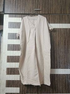 Beige V-Neck Kaftan Kurta