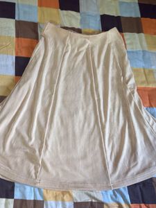 Flowy Beige A-Line Skirt