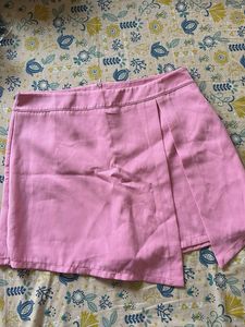 Pink Pleated Mini Skirt