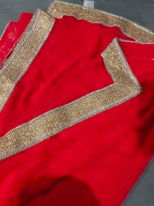 Vibrant Red Embellished Saree