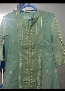 W Cyam Glitter Sequence Work Kurta with Leggings