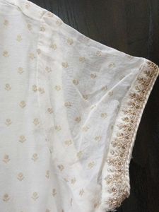 BIBA White Embroidered Kurta