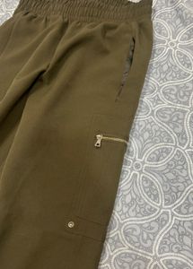 Olive Cargo Joggers with Zippers