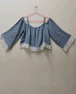Off-shoulder Lace Trim Top