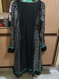 🔥 Sale🔥 black and green Kurta With Duppat