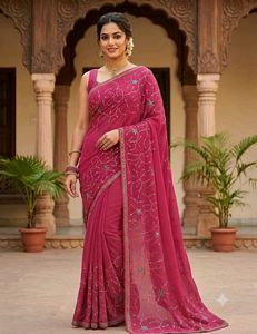 Embroidered Pink Saree with Sequins
