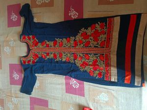 Embroidered Navy Blue Kurta Set