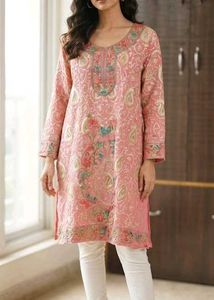 Beautiful Embroidered Pink Kurta