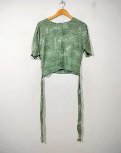 Max Green Graphic Tie-Back Top