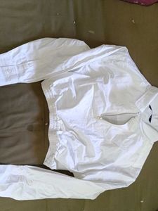 White Cropped Zip Up Shirt