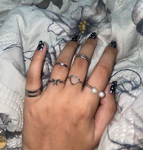 Assorted Silver Rings with Pearls