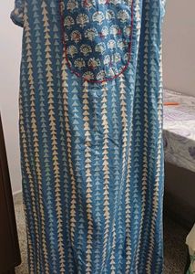 Blue Printed Cotton Nighty