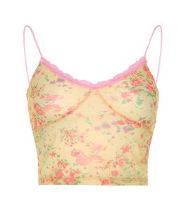 Floral Lace Trim Cami Top