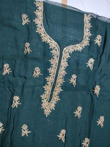 Beautiful Emerald Green Embroidered unstitched sui