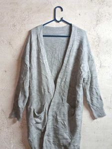 Cozy Grey Longline Shrug Oversized