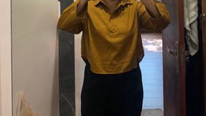 H&amp;m Mustard  Collared Long Sleeve Top