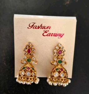 Indian Jhumka Earrings with Pearls zeronica