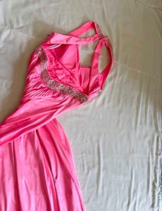Stunning Pink Embellished Halter Neck Dress