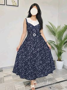 Navy Floral Sparkle  Maxi Dress