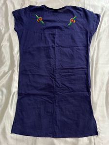 Embroidered Navy Blue Kurta