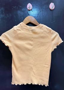 Korean Cute Lettuce Hem Ribbed Tee