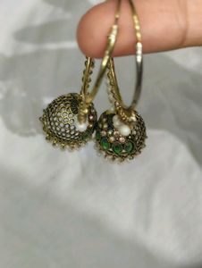 trendy Kashmiri gold and glass Green Bangles