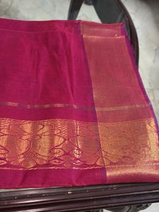 Elegant Pink Saree with Gold Border