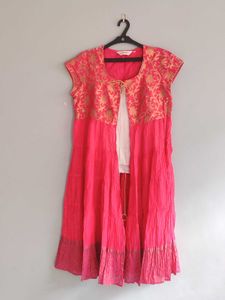 Stunning Pink Kurta Set with Gold Print