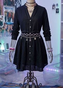 ZARA Black Button-Up Mini Dress