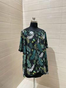 Tropical Print Off-Shoulder Top