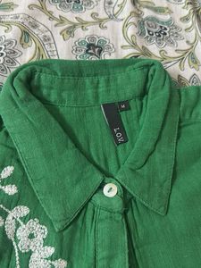 Westside Muslin Embroidered Green shirt